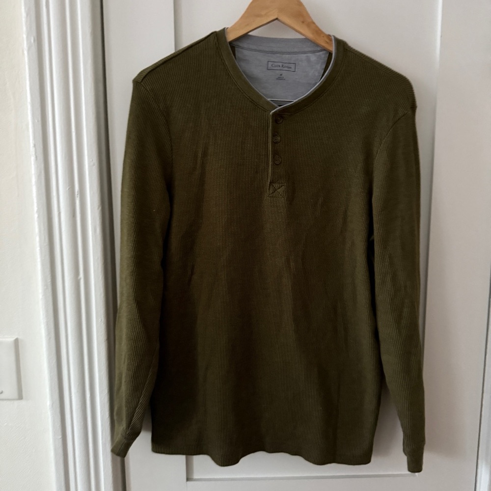 Club Room Men’s Textured Long Sleeve Green Shirt Size Medium